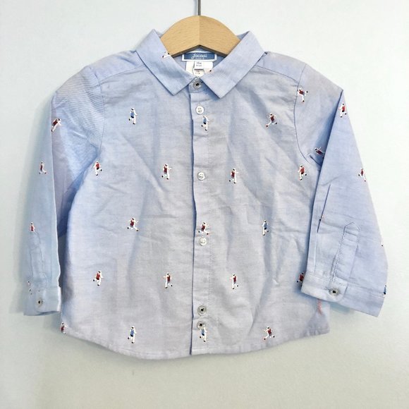 Jacadi Boys Buttondown with Marathon Runner Motif - Picture 1 of 5
